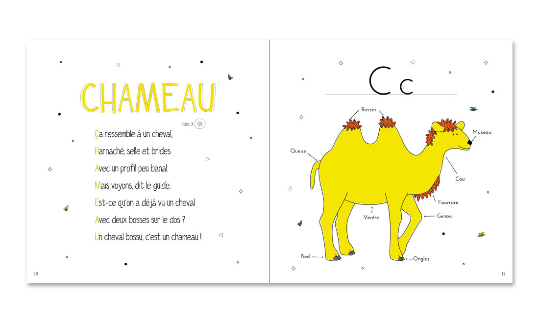 Page du livre-CD "L'alphabet des Animaux"