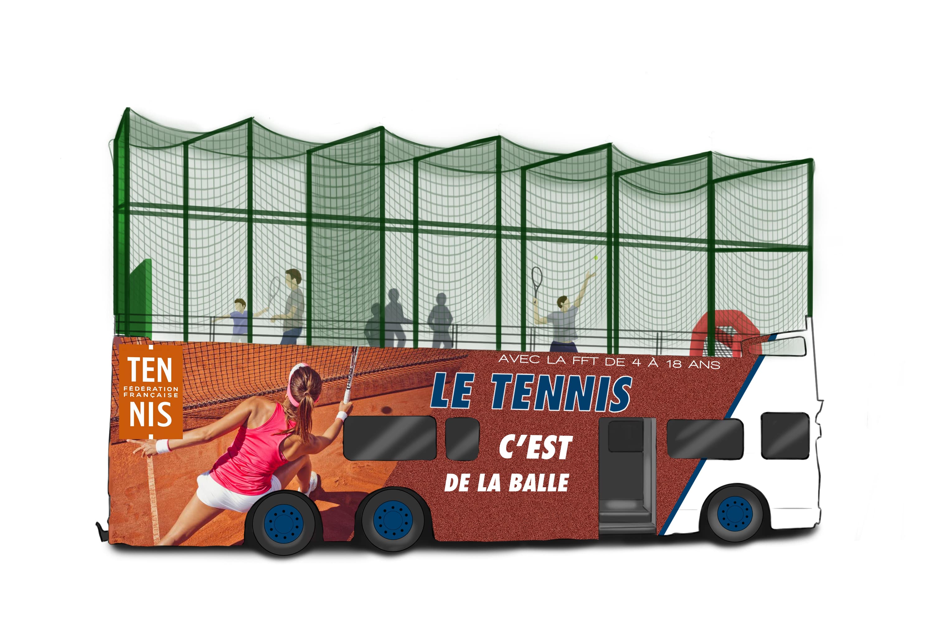 Mock up d'un bus pour la Fdration Franaise de Tennis