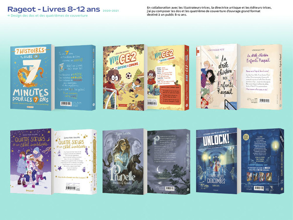 Rageot - Livres 8-12 ans : Design des dos et des quatrimes de couverture 