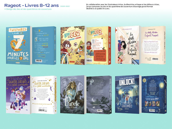Rageot - Livres 8-12 ans : Design des dos et des quatrièmes de couverture