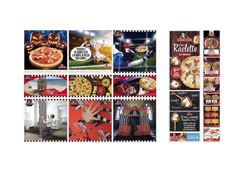 visuels Facebook et newsletters pour La Boîte à Pizza