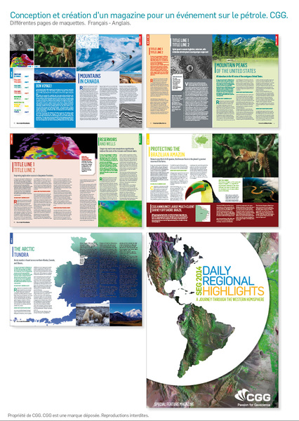 Conception et création d’un magazine pour un événement sur le pétrole. CGG.