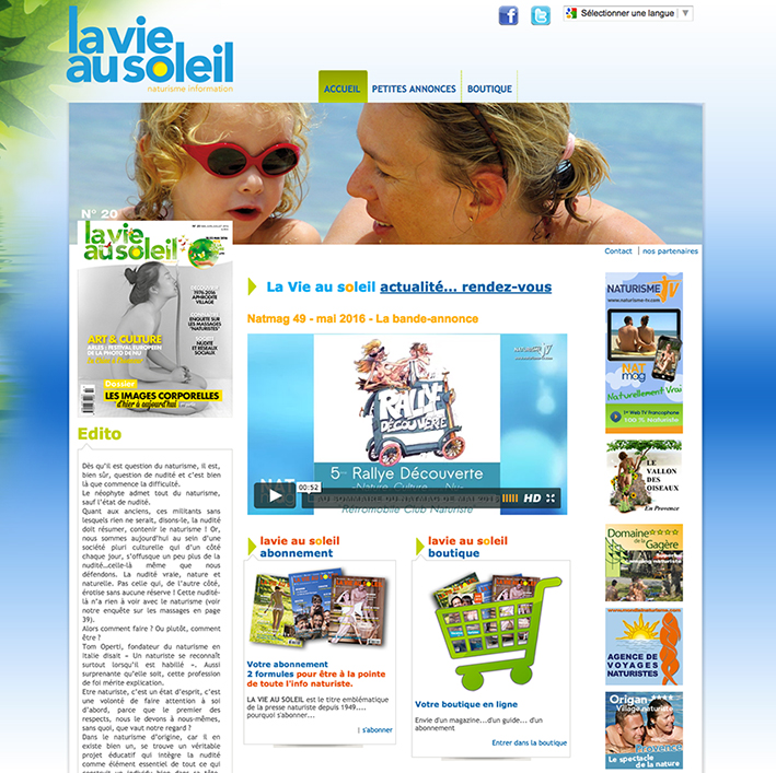 La Vie au Soleil - Site Internet