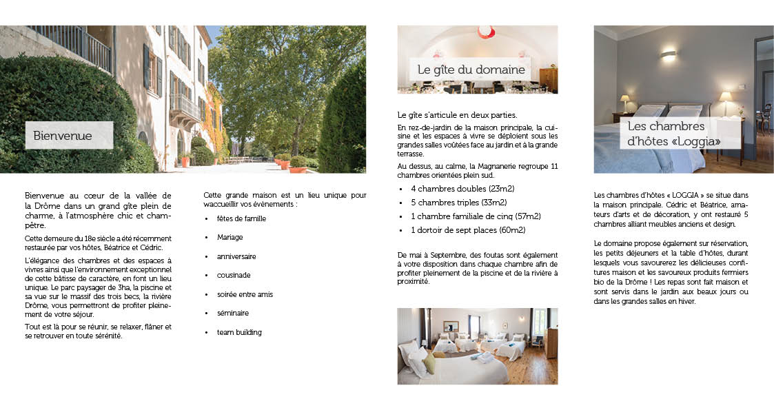 MISE EN PAGE D’UN DÉPLIANT POUR DES CHAMBRES D’HÔTES