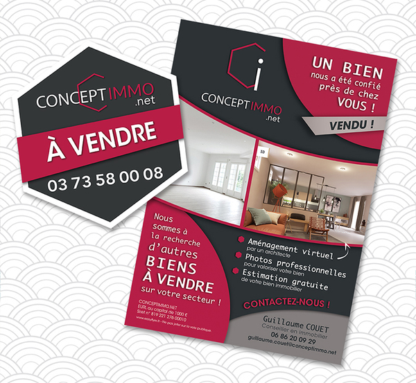 FLYER ET PANNEAU "A VENDRE" AGENCE IMMOBILIERE