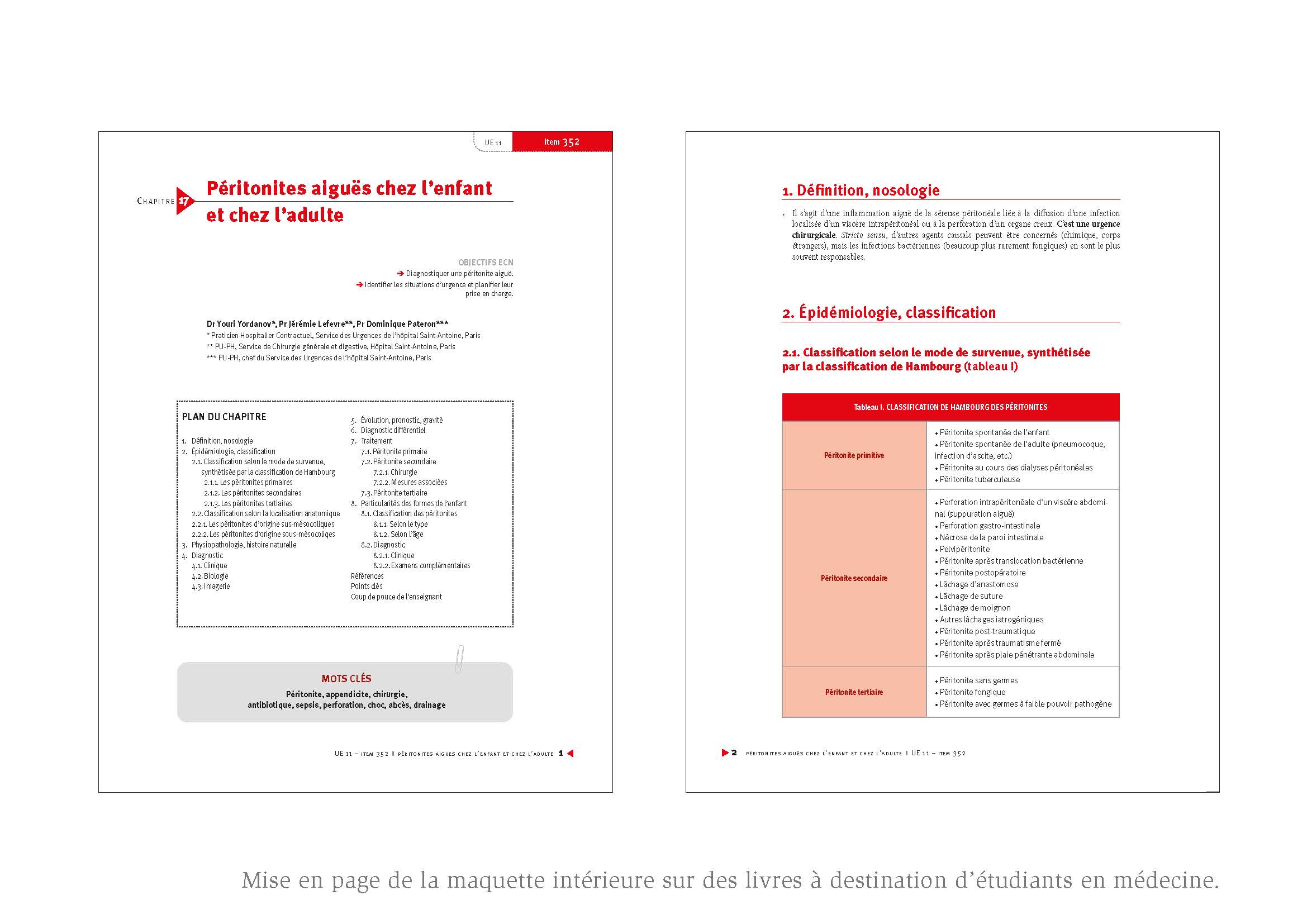 Editions Med-Line - Mise en page intérieure, livre de médecine