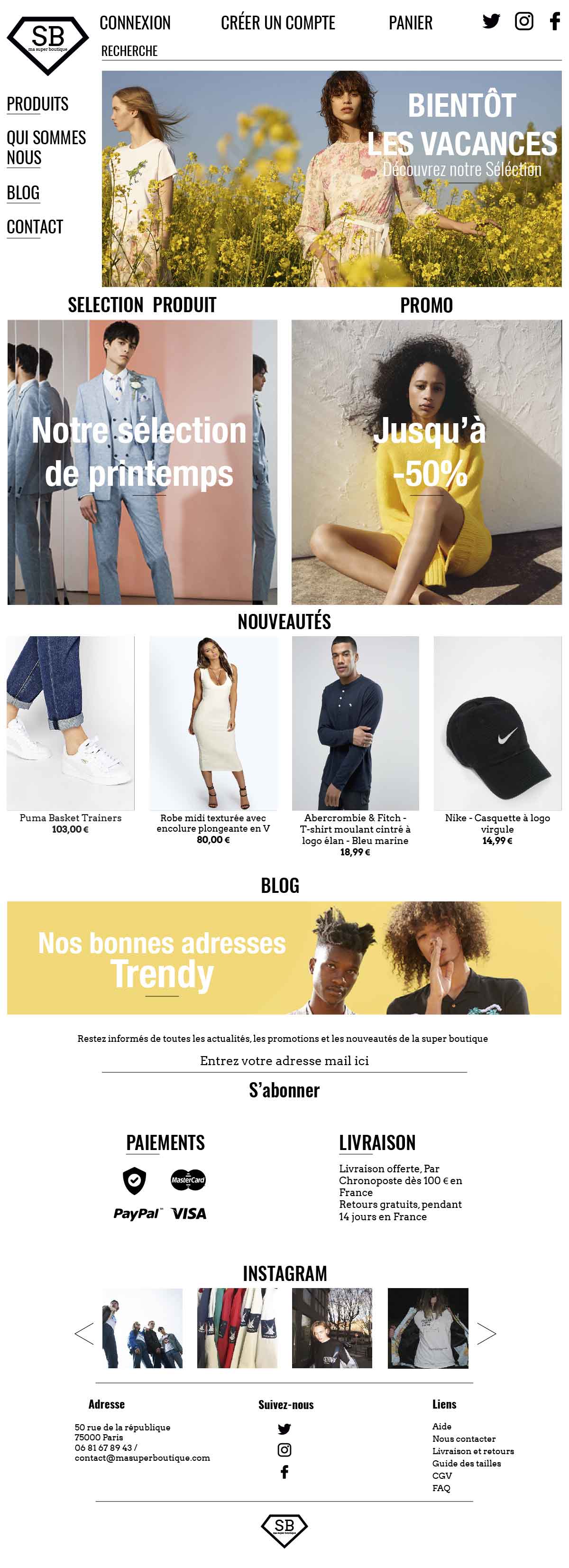 Page d'accueil - MASUPERBOUTIQUE