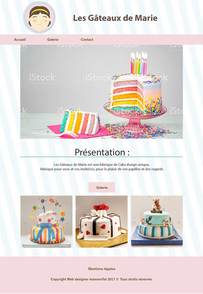 Maquette du site "Les Gâteaux de Marie"