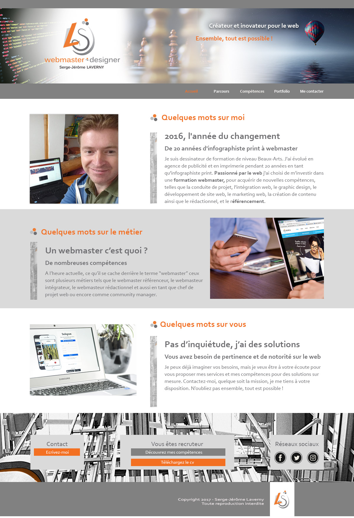 Landing page site CV webmaster