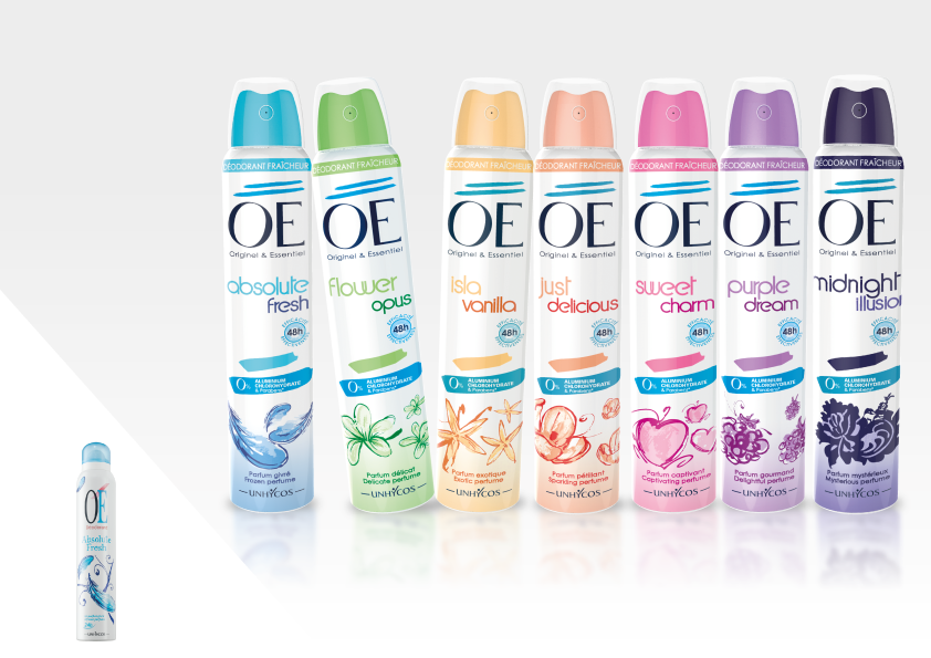 OE Gamme de déodorants - Identité Packaging, Lifting