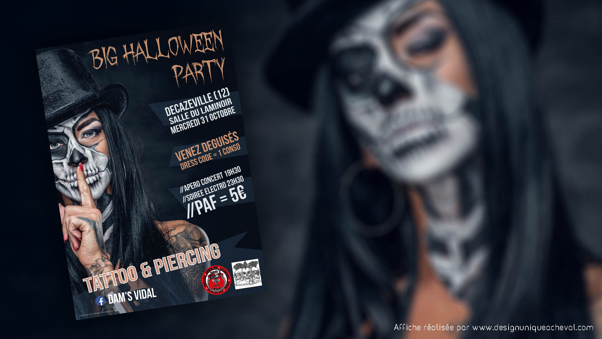 Affiche Halloween Tatouage Décazeville