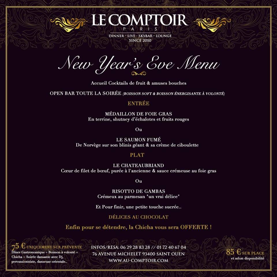 Menu Le Comptoir