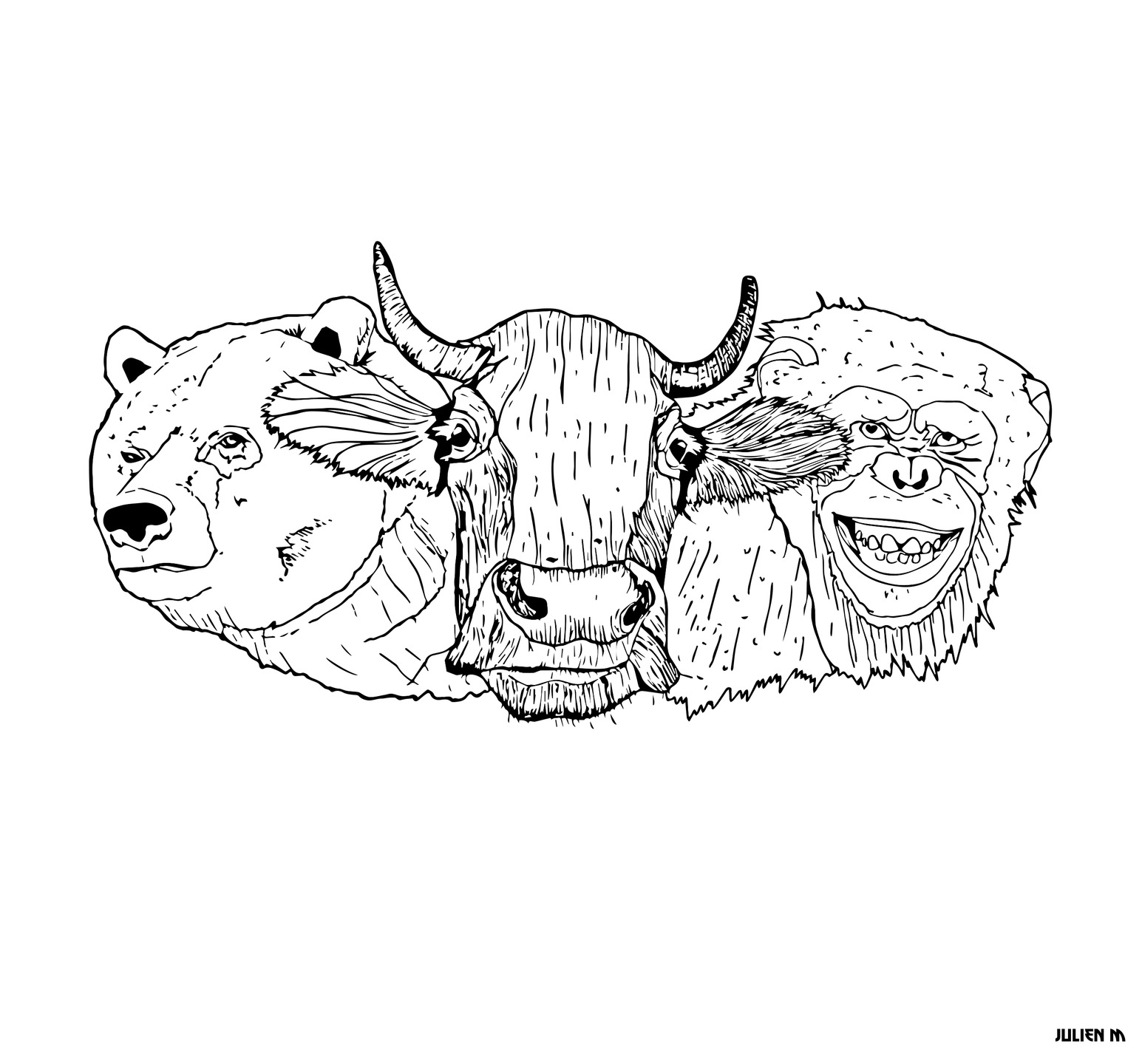 illustration dessin tête d'animaux personnaliser