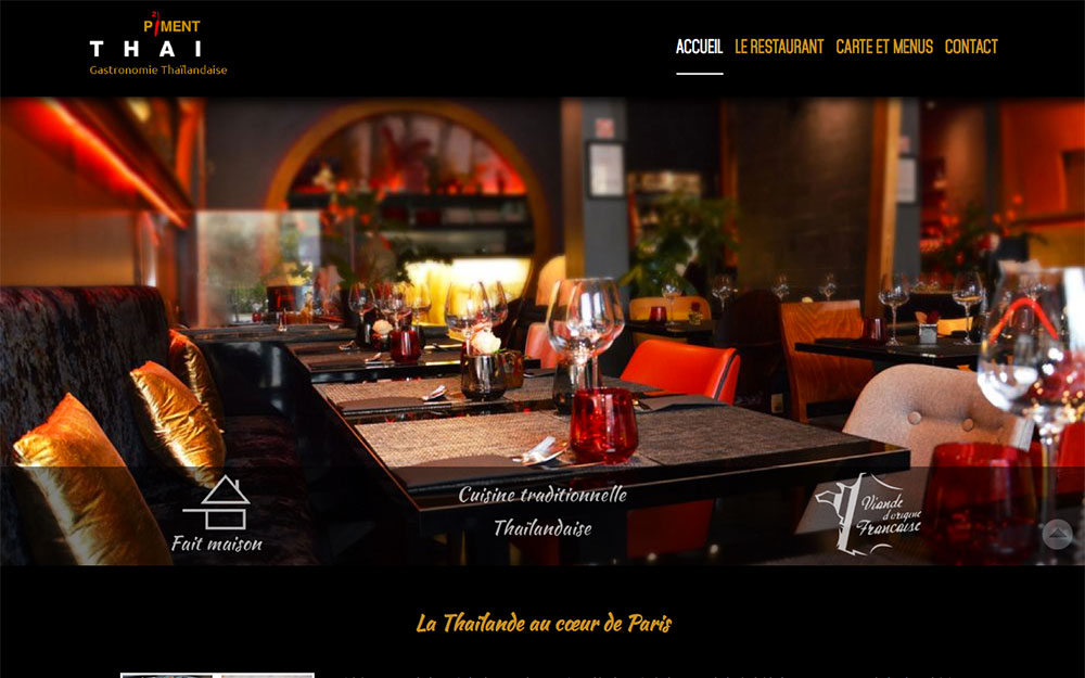Réalisation d’un site vitrine pour un restaurant Thaïlandais gastronomique.