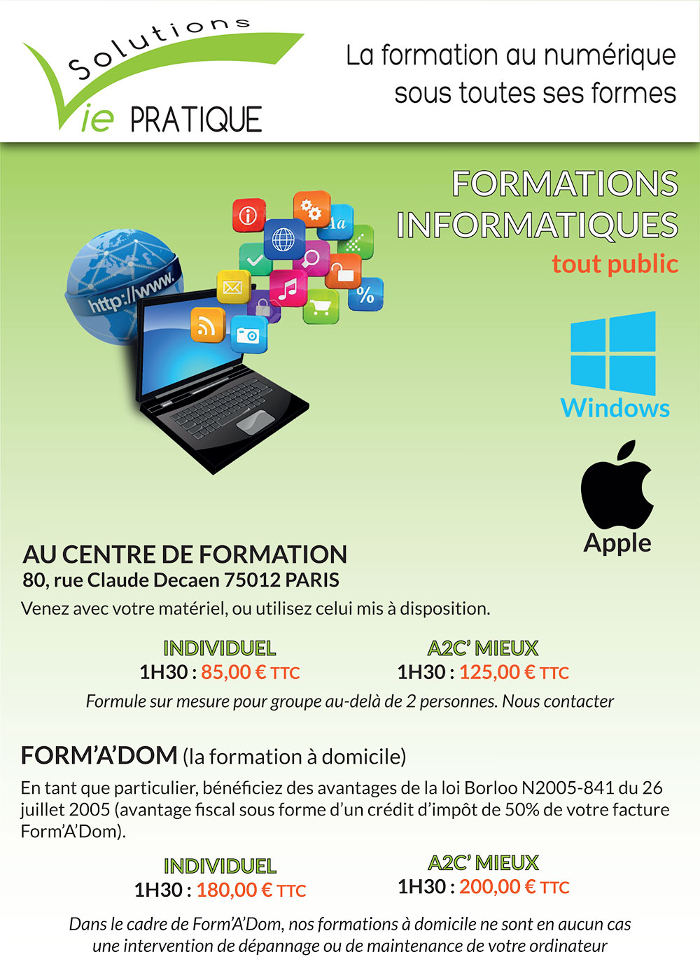 Flyer promotionnel pour une société de formations Retour Portfolio