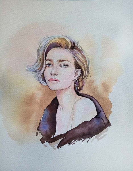 Le portrait, aquarelle