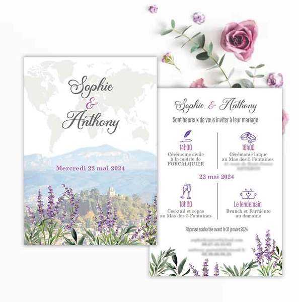 Faire part mariage provençal