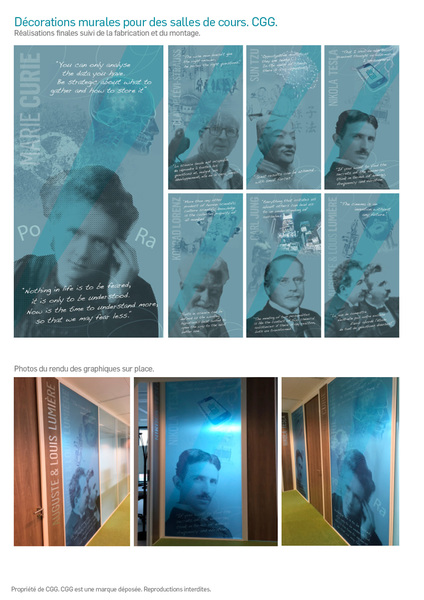 Décorations murales pour des salles de cours. CGG.