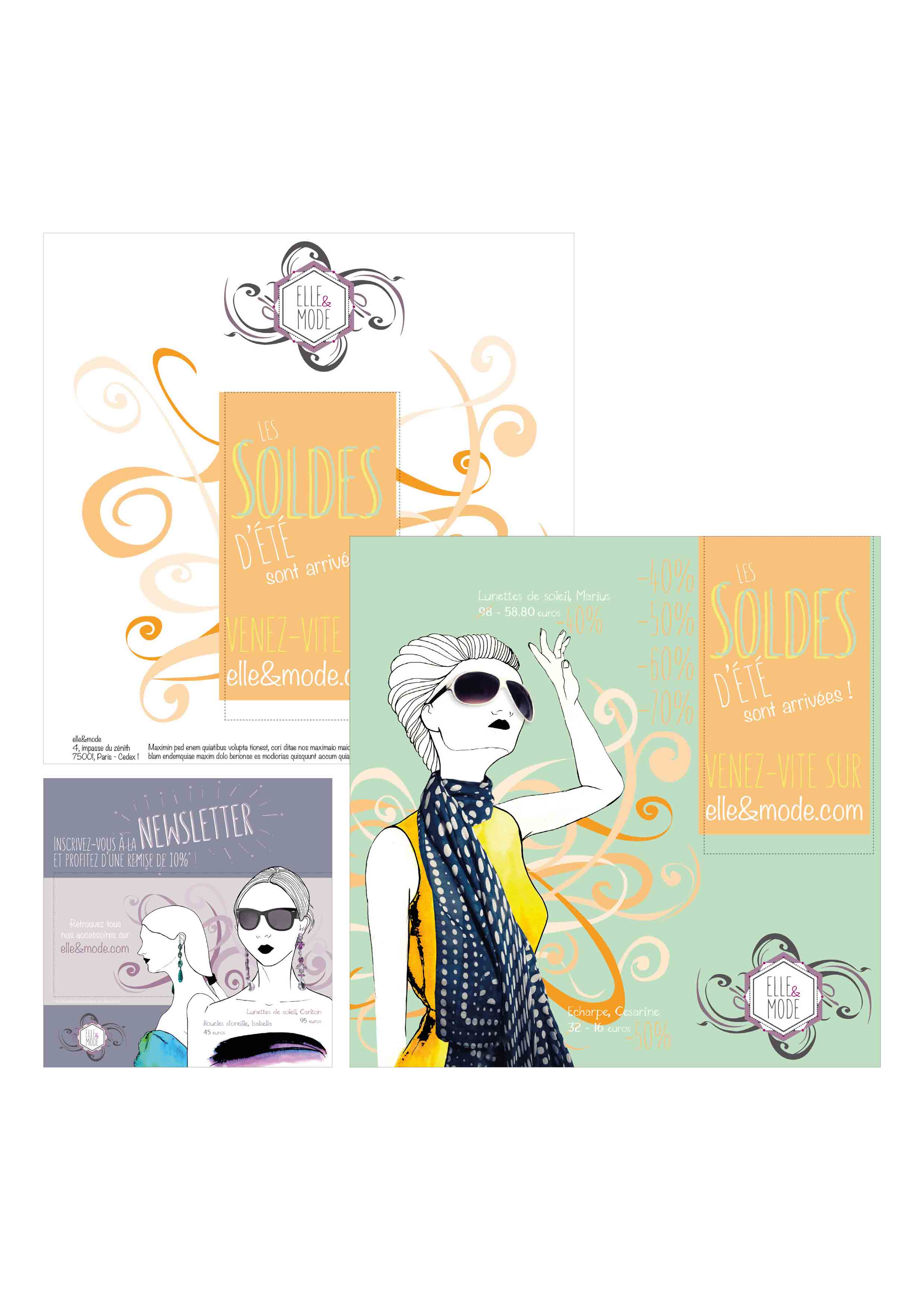 Elle&Mode // Identité visuelle // Cartons promotionnels
