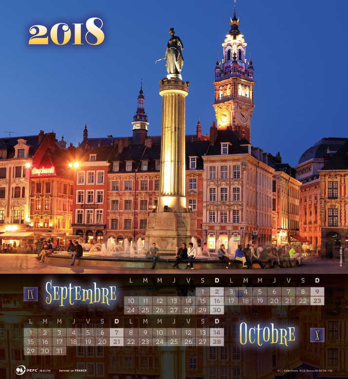 Calendrier « Paysages de France 2018 », feuillet septembre - octobre