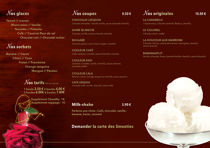 Carte menu verso