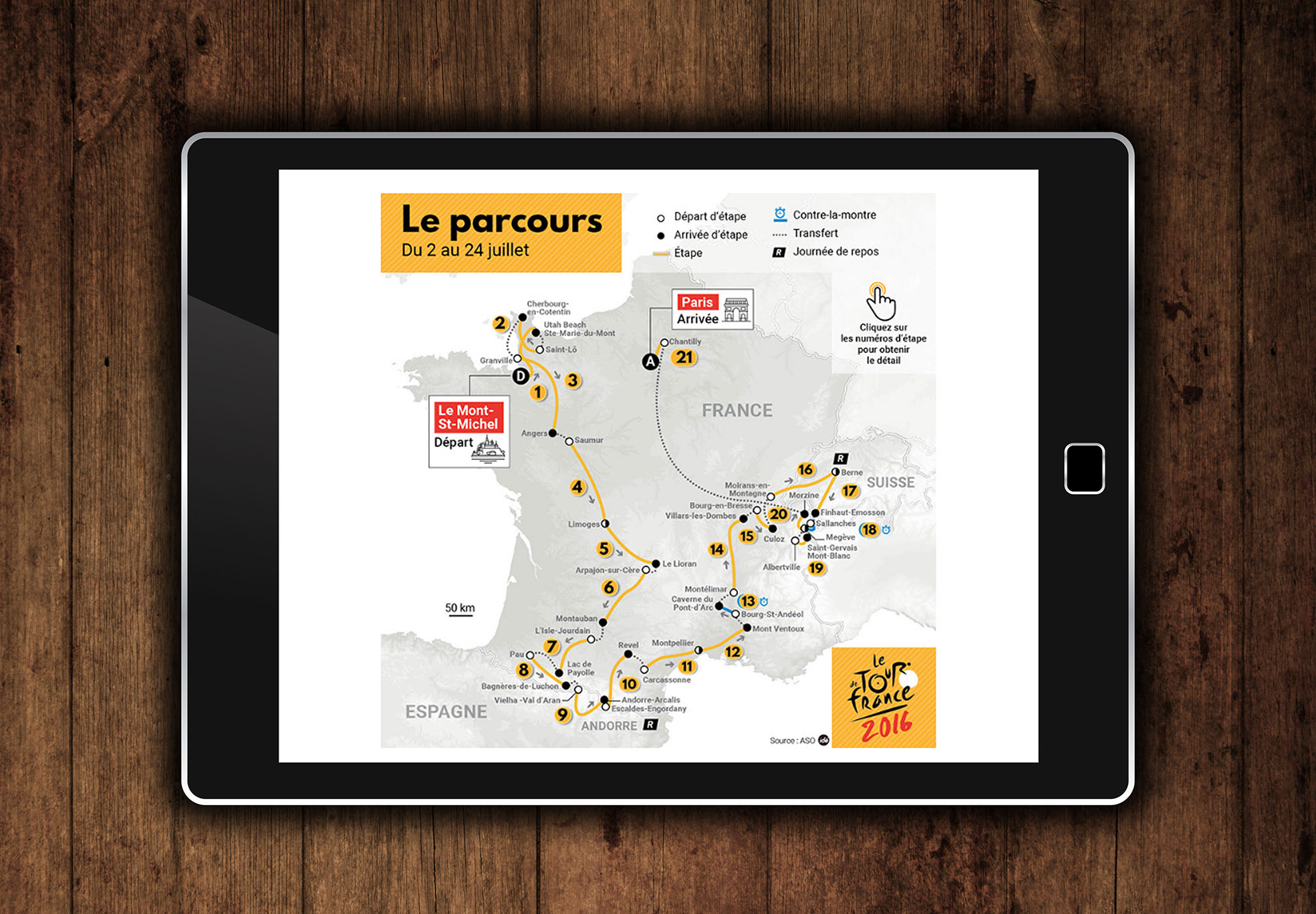 Carte interactive Tour de France 2016
