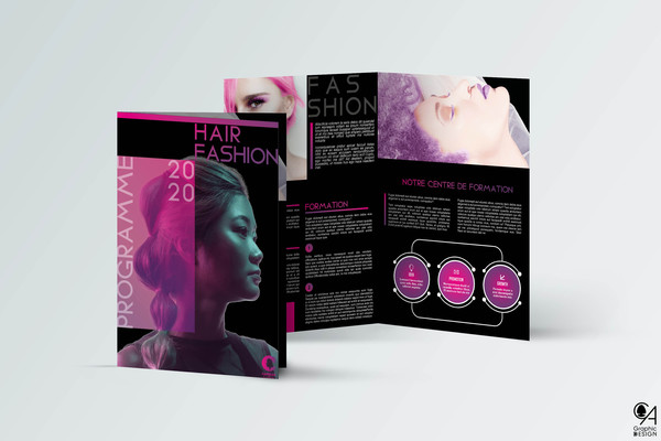 Brochure A4 - 4 pages - "Hair Fashion" (In Design)