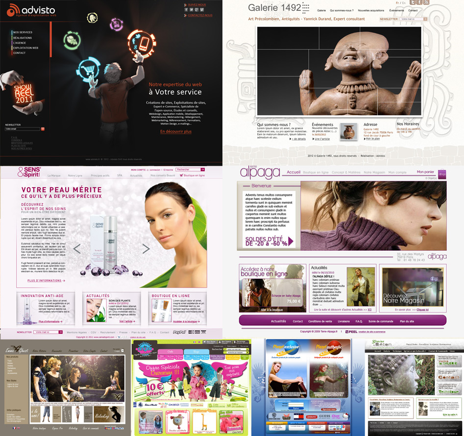 Exemples Webdesigns