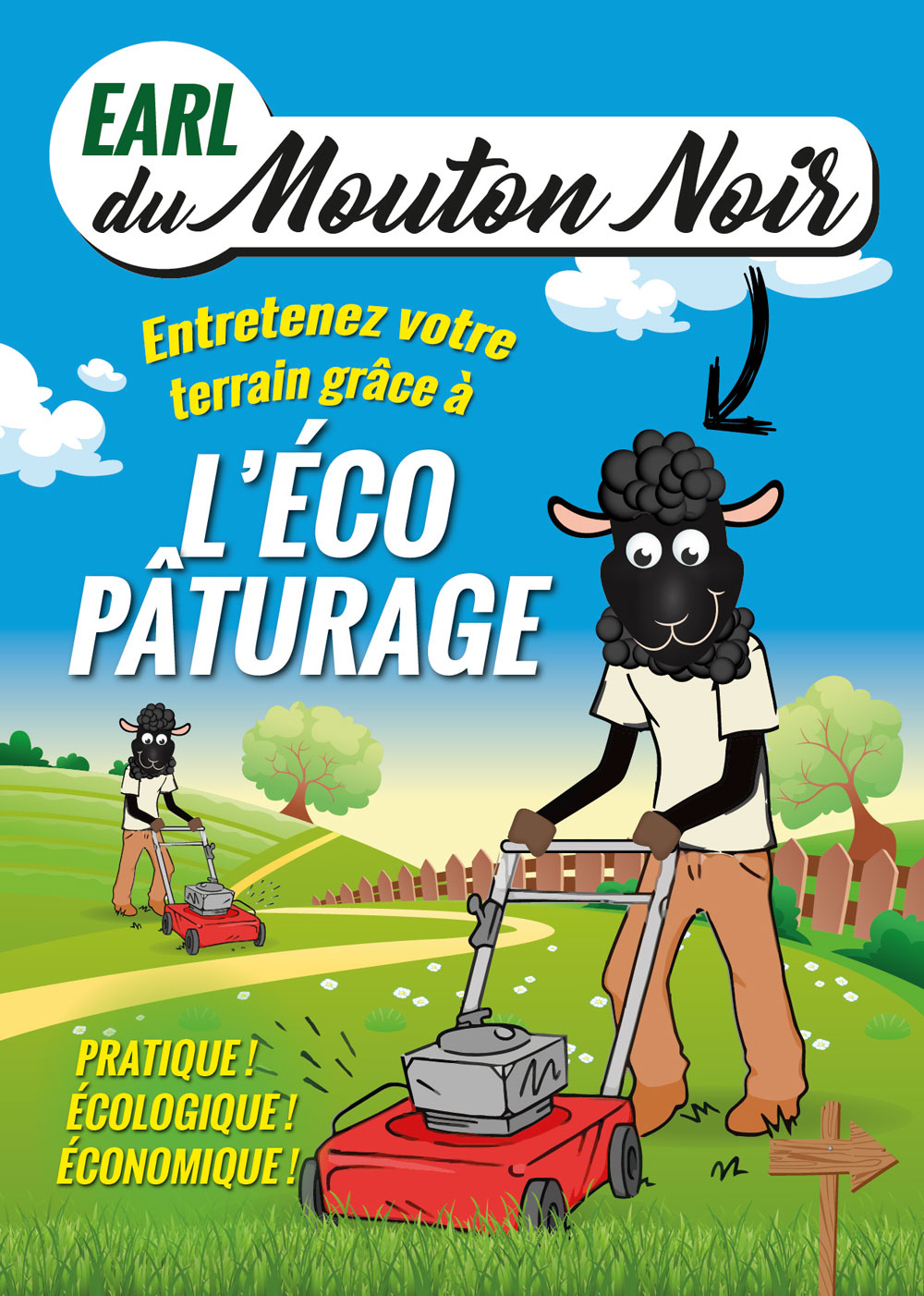 Flyer pour l'EARL du Mouton Noir sur l'écopâturage