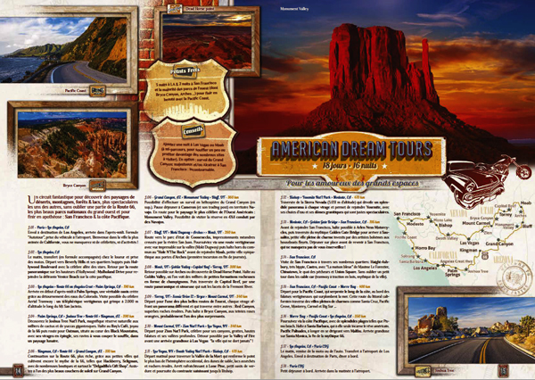 Brochure pour voyages aux USA