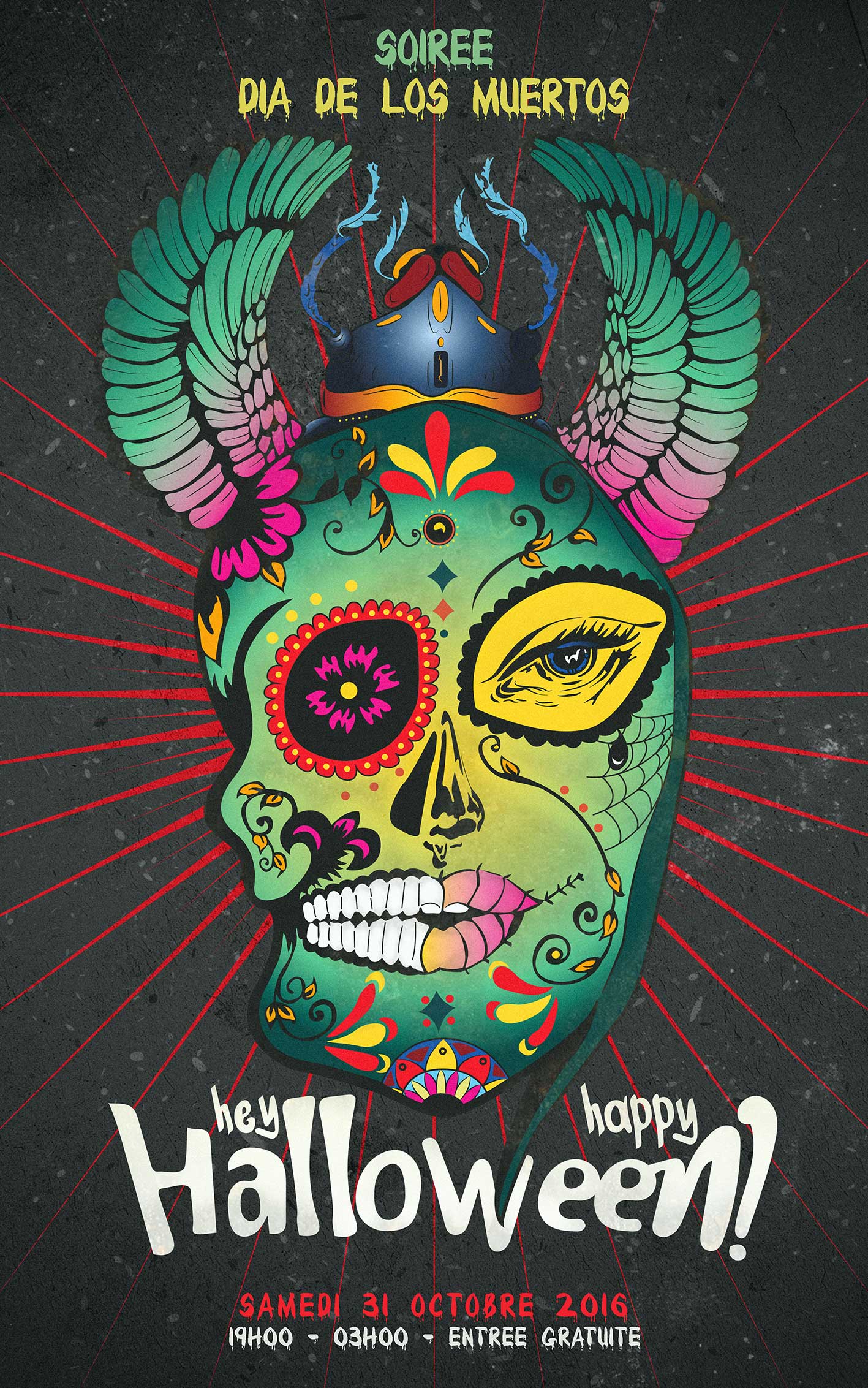 Affiche Halloween Dia De Los Muertos