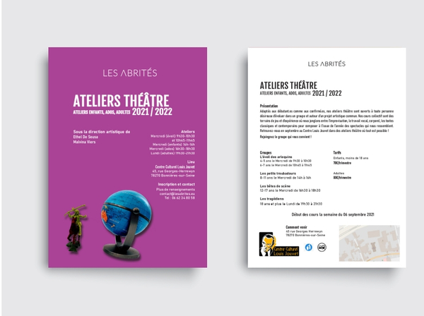 Flyers Ateliers Théâtre Les Abrités