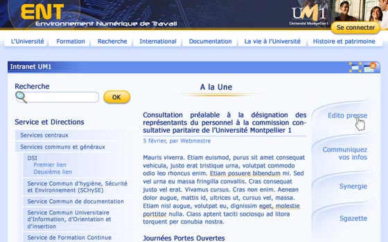 Site intranet de luniversit de Montpellier I