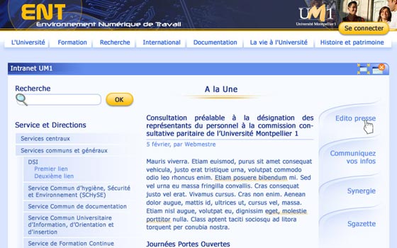Site intranet de l’université de Montpellier I