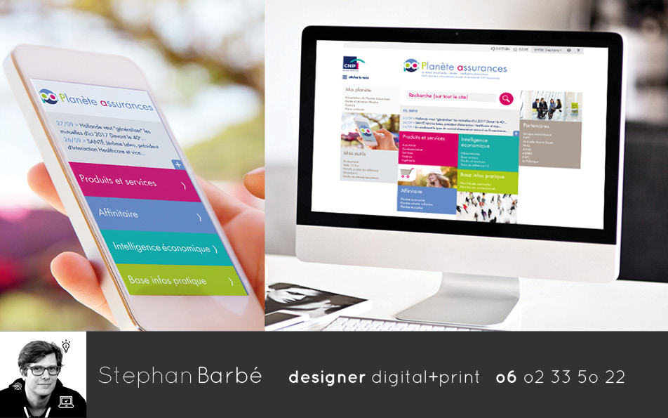 Visual UI UX design du portail extranet Planète Assurances RWD/adaptatif