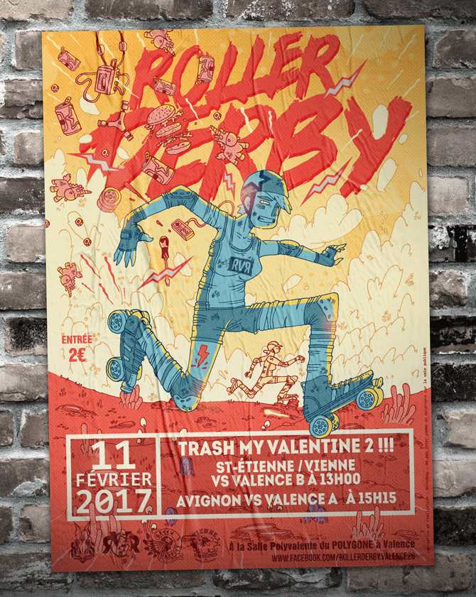 AFFICHE ROLLER DERBY ILLUSTRATION