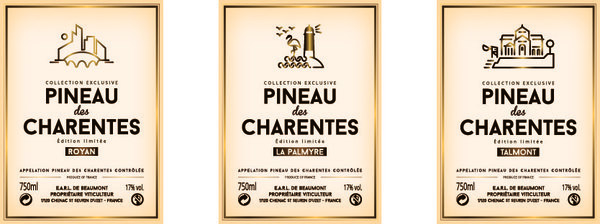 Etiquettes Pineau des Charentes (vendu en hypermarché)