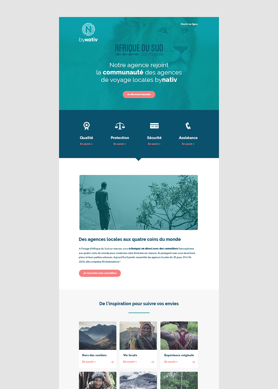 WEBDESIGN Newsletter de la communauté des agences de voyage locales