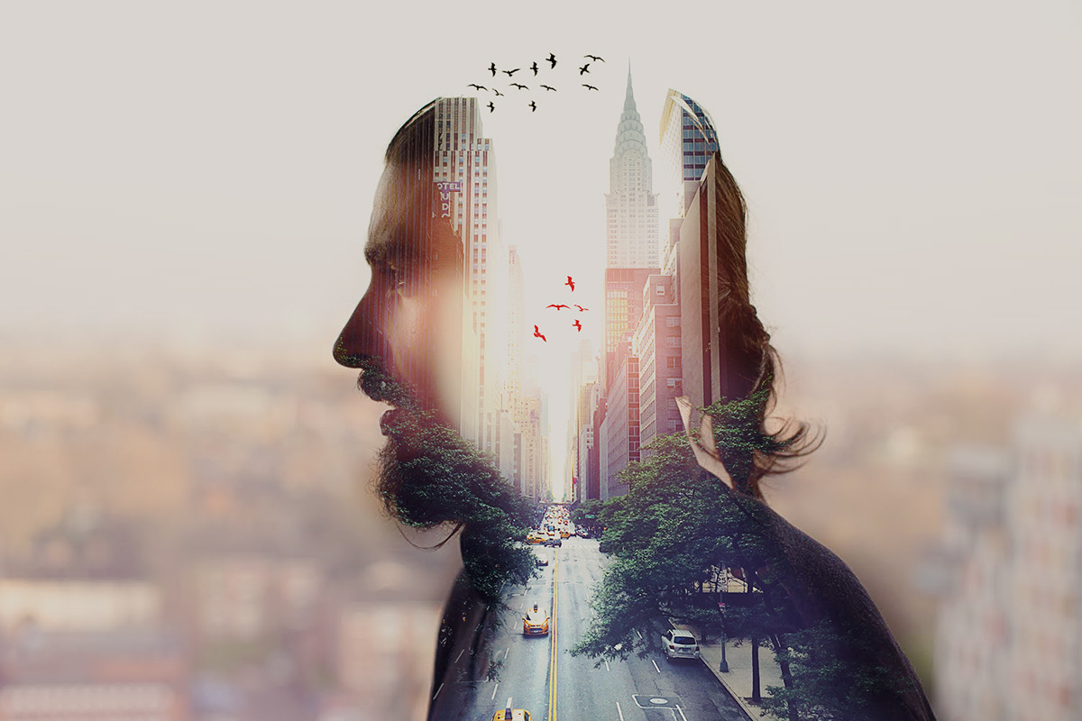 City Man Double Exposure