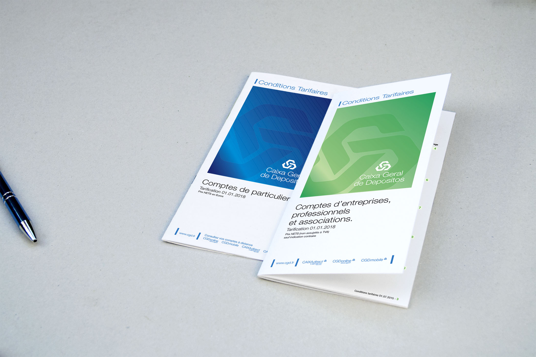 Brochures tarifaires Caixa Geral de Depósitos — exécution de la maquette