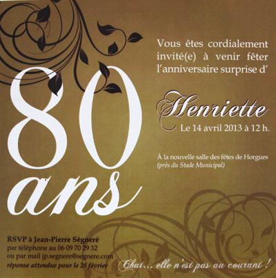 Invitation 80 ans