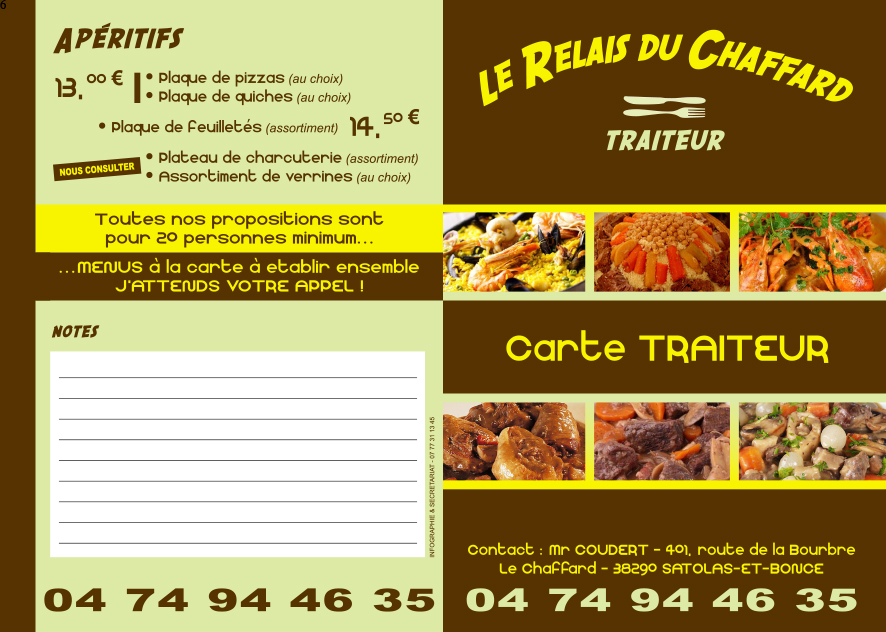 Menu traiteur (recto)