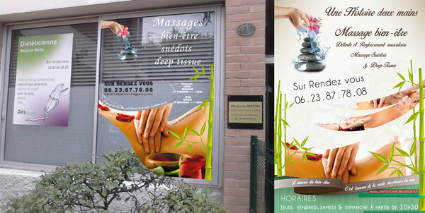 habillage vitrine salon bien être