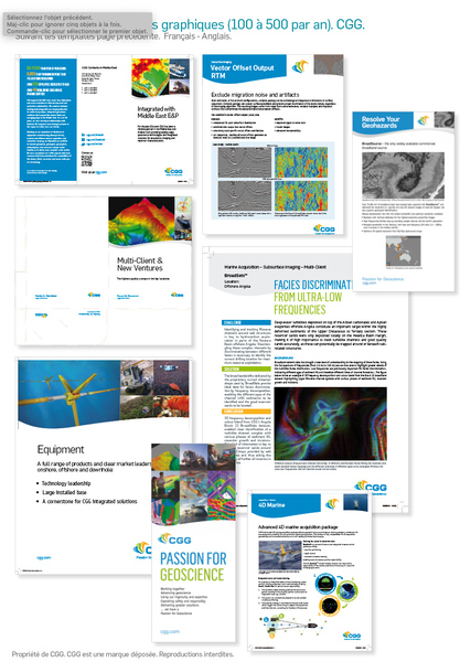 Exemples de productions graphiques (100 à 500 par an). CGG.