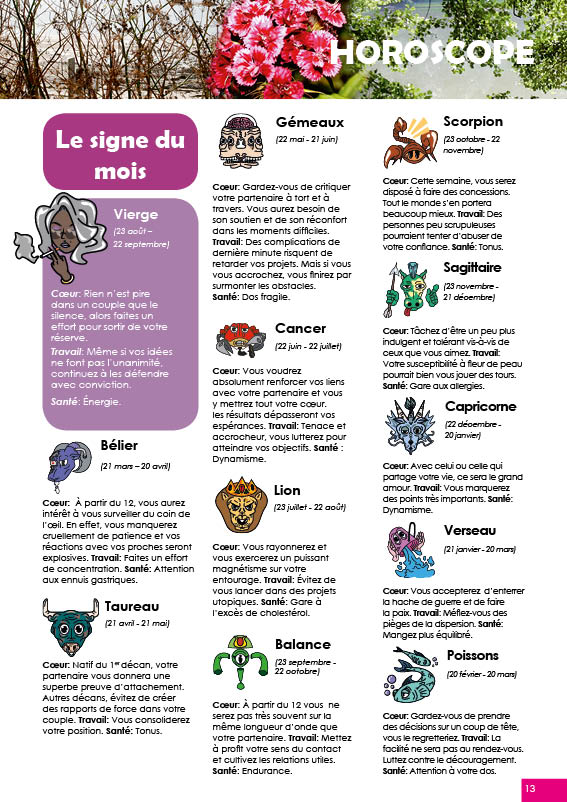 Page jeux et horoscope