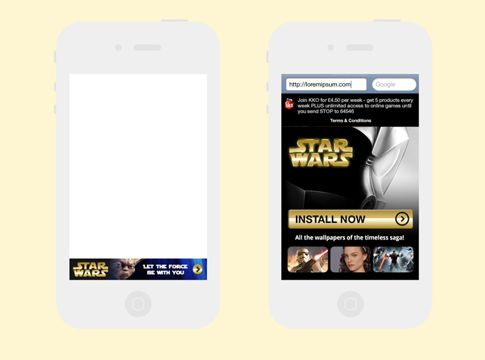 Kit publicitaire mobile - bannière et jump page - Cellfish Media UK