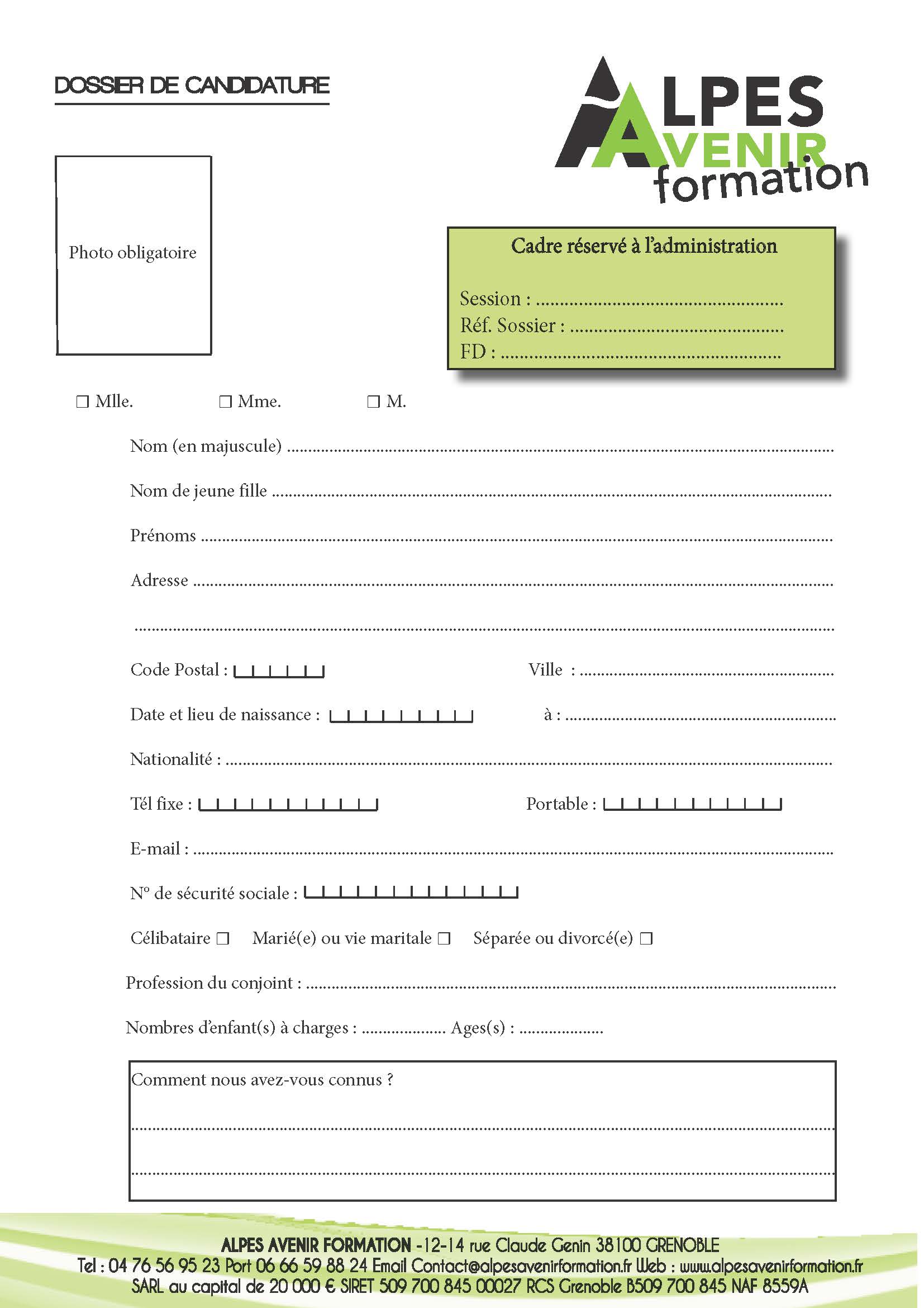 Alpes avenir formation refonte graphique (dossier de candidature)