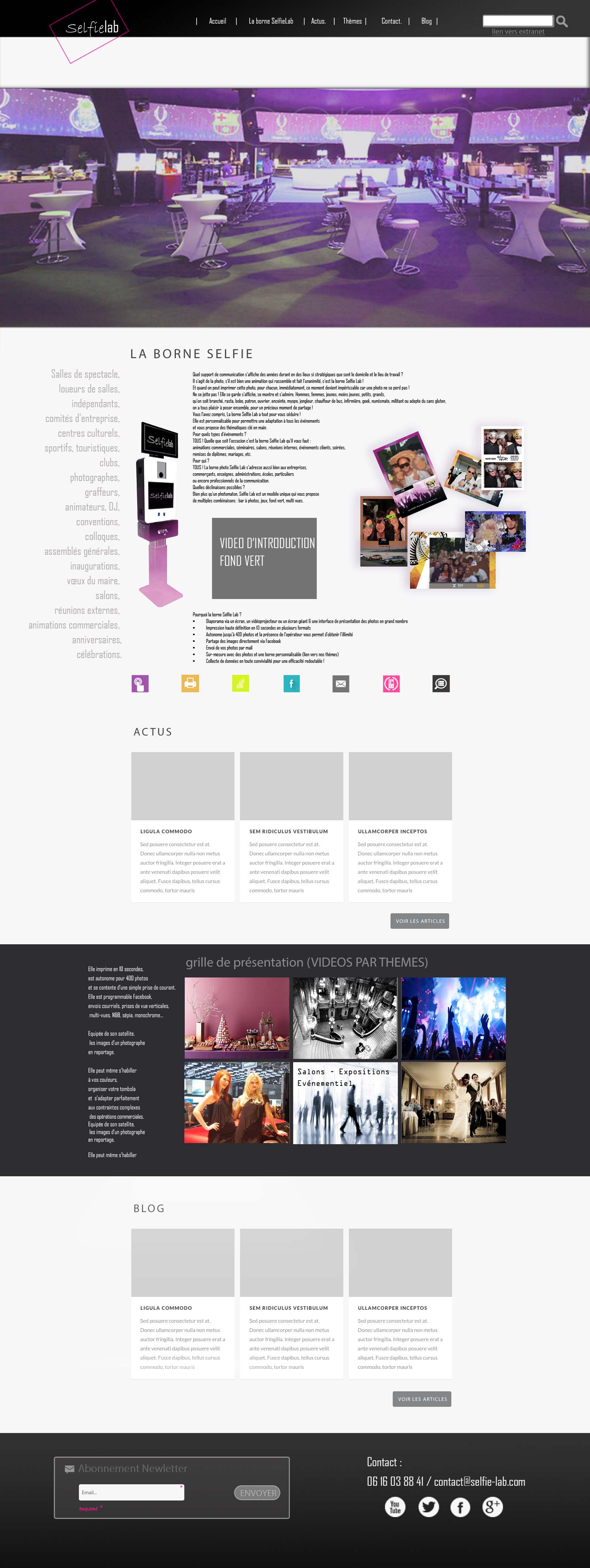 Creation page PSD pour siteweb Selfielab