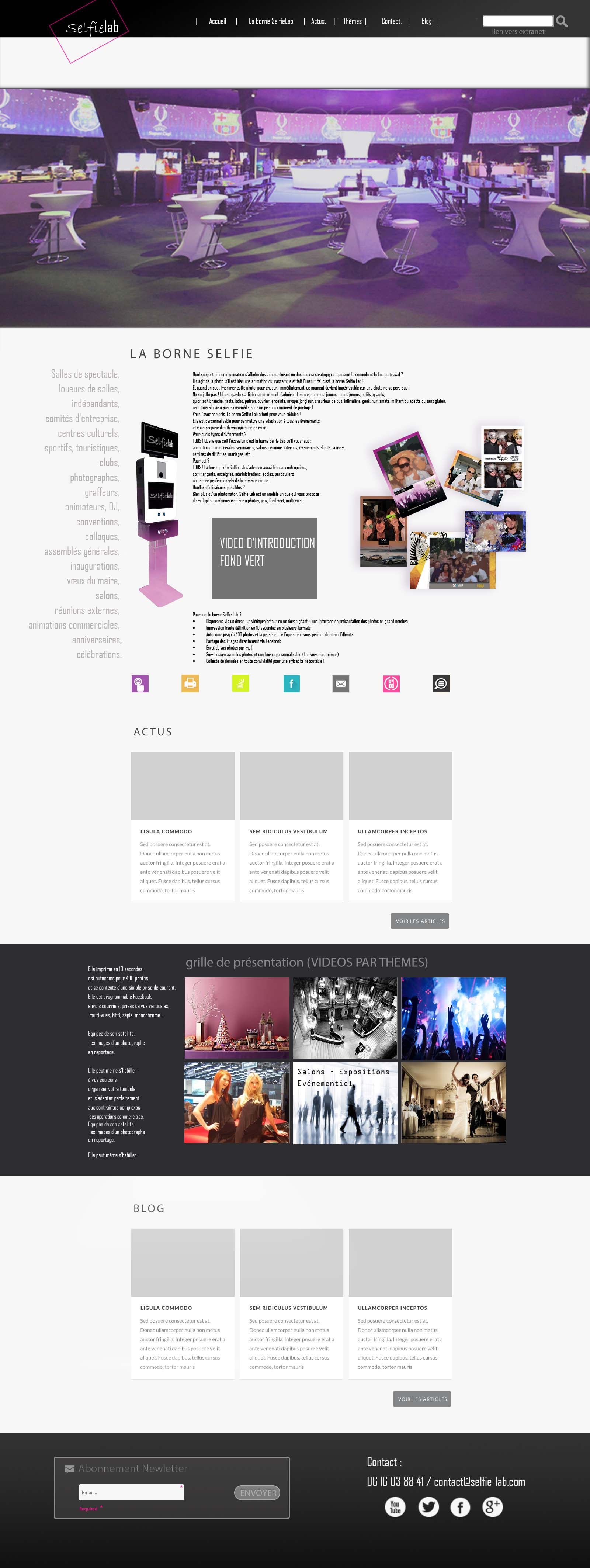 Creation page PSD pour siteweb Selfielab