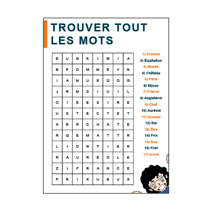 Mise en page d'un mots croisé.